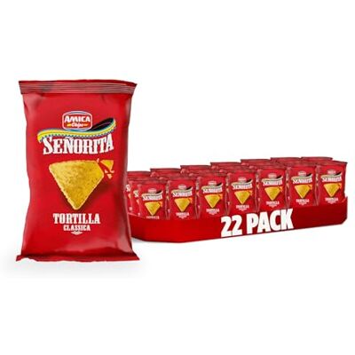Amica Chips Senorita Tortilla Classica, Ricetta Originale con Farina di Mais Masa, Patatine Messicane Cotte a Fiamma Viva, 22 Pezzi x 200 gr-l'imballaggio dell'articolo può variare Amica Chips Senorita Tortilla Classica, Ricetta Originale con Farina di Mais Masa, Patatine Messicane Cotte a Fiamma Viva, 22 Pezzi x 200 gr-l'imballaggio dell'articolo può variare