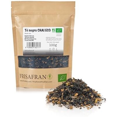 FRISAFRAN O Tè nero Chai granello Bio 100g Antiossidante Energizzante Antinfiammatorio disintossicazione decaffeinato naturale senza additivi tè alle spezie Polvere di tè Chai FRISAFRAN O Tè nero Chai granello Bio 100g Antiossidante Energizzante Antinfiammatorio disintossicazione decaffeinato naturale senza additivi tè alle spezie Polvere di tè Chai