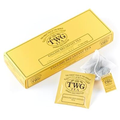 TWG Tea English Breakfast Tea Tè Nero Sottotono Floreale 15 Bustine di Tè in Cotone Cucite a Mano Set Regalo TWG Tea English Breakfast Tea Tè Nero Sottotono Floreale 15 Bustine di Tè in Cotone Cucite a Mano Set Regalo
