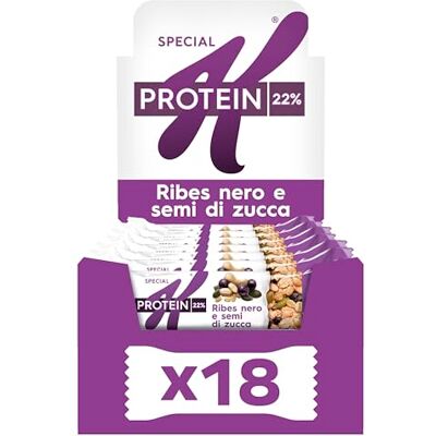 Kellogg's Special K Barrette Protein Ribes e semi di zucca Confezione da 18 barrette x35g Kellogg's Special K Barrette Protein Ribes e semi di zucca Confezione da 18 barrette x35g