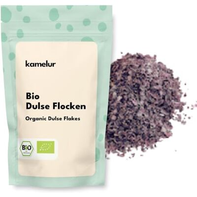 Kamelur 100g BIO Dulse fiocchi Alghe dulse essiccate e senza additivi Dulse flakes BIO in confezione biodegradabile Kamelur 100g BIO Dulse fiocchi Alghe dulse essiccate e senza additivi Dulse flakes BIO in confezione biodegradabile