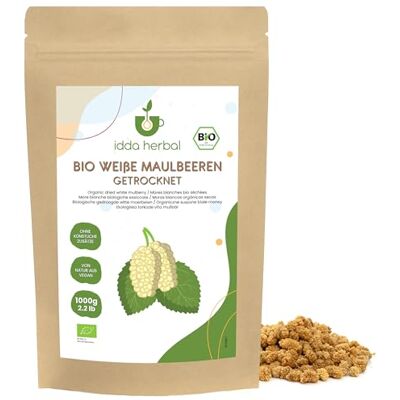 IDDA Herbal Gelsi Bianchi Biologici (1kg), Gelsi Bianchi Essiccati da Coltivazione Biologica, 100% Naturali e Puri, Snack alla Frutta Pronti da Mangiare, Vegani IDDA Herbal Gelsi Bianchi Biologici (1kg), Gelsi Bianchi Essiccati da Coltivazione Biologica, 100% Naturali e Puri, Snack alla Frutta Pronti da Mangiare, Vegani