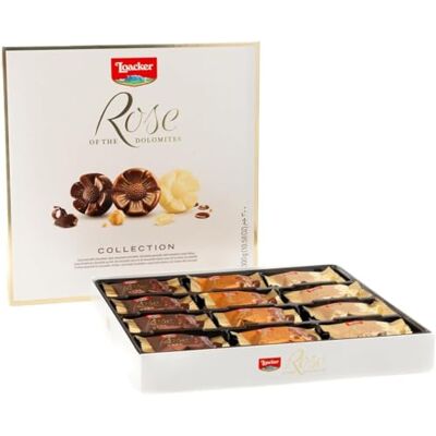 Loacker , Rose of the Dolomites Selection, Mix di Praline al Cioccolato Fondente, Bianco e al Latte, Cialde Wafer, Crema di Nocciole Tostate, Merenda e Snack, Confezione da 24 Cioccolatini Monoporzione Loacker , Rose of the Dolomites Selection, Mix di Praline al Cioccolato Fondente, Bianco e al Latte, Cialde Wafer, Crema di Nocciole Tostate, Merenda e Snack, Confezione da 24 Cioccolatini Monoporzione