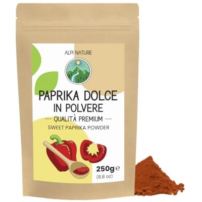 Alpi Nature Paprika Dolce in Polvere 160 ASTA 250g, Peperoni Rossi Macinati Polvere di Paprika Dolce di Prima Qualità per Stufati, Zuppe, Salse, Verdure Arrosto, Carne e Uova Alpi Nature Paprika Dolce in Polvere 160 ASTA 250g, Peperoni Rossi Macinati Polvere di Paprika Dolce di Prima Qualità per Stufati, Zuppe, Salse, Verdure Arrosto, Carne e Uova
