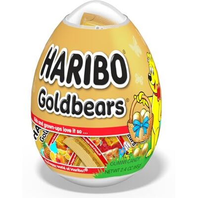 HARIBO Uovo di Pasqua 68 g Sacchetti singoli morbidi e gommosi di orsetti gommosi in un uovo di Pasqua festivo. Ideale per cesti pasquali HARIBO Uovo di Pasqua 68 g Sacchetti singoli morbidi e gommosi di orsetti gommosi in un uovo di Pasqua festivo. Ideale per cesti pasquali