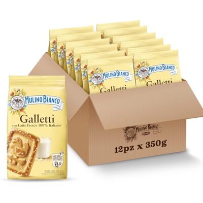 Mulino Bianco Biscotti Frollini Galletti, 12 Pack da 350 g con Latte Fresco 100% Italiano, Senza Olio di Palma, Colazione Ricca di Gusto Mulino Bianco Biscotti Frollini Galletti, 12 Pack da 350 g con Latte Fresco 100% Italiano, Senza Olio di Palma, Colazione Ricca di Gusto