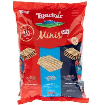 Loacker Party Pack XL, Mix di Mini Wafer Classic con Crema al Cioccolato, Nocciola e Vaniglia, 3 Varietà in 80 monoporzioni Minis, Confezione Convenienza da 800g Loacker Party Pack XL, Mix di Mini Wafer Classic con Crema al Cioccolato, Nocciola e Vaniglia, 3 Varietà in 80 monoporzioni Minis, Confezione Convenienza da 800g