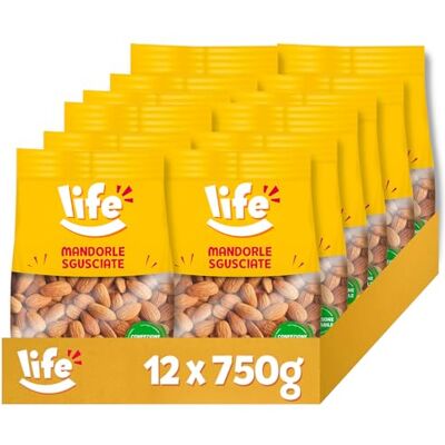 Life Mandorle Sgusciate Frutta Secca, Snack in Pratico Sacchetto, Vegano 100% Naturale, Formato Convenienza 12 x 750g Life Mandorle Sgusciate Frutta Secca, Snack in Pratico Sacchetto, Vegano 100% Naturale, Formato Convenienza 12 x 750g