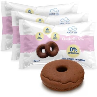 Nuvolazero Nuvola Zero Ciambella Zero, Snack Proteici Senza Zucchero, Dolci Senza Glutine e Lattosio, Zero Carboidrati, al Gusto Cacao, Confezione da 3pz. Made in Italy. Nuvolazero Nuvola Zero Ciambella Zero, Snack Proteici Senza Zucchero, Dolci Senza Glutine e Lattosio, Zero Carboidrati, al Gusto Cacao, Confezione da 3pz. Made in Italy.