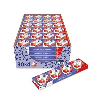 Hero Poker Marmellata di Fragole, Confettura Extra, Frutta di Alta Qualità, senza Conservanti e senza Coloranti, 30 Confezioni da 100 Grammi (4 Monodosi X 25 Grammi) Hero Poker Marmellata di Fragole, Confettura Extra, Frutta di Alta Qualità, senza Conservanti e senza Coloranti, 30 Confezioni da 100 Grammi (4 Monodosi X 25 Grammi)
