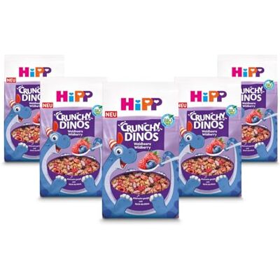 HiPP Crunchy Dinos Muesli ai Frutti di Bosco, Biologico, 5x300g, Cereali per Bambini dai 3 Anni, Ideali per Colazione o Merenda, Colorano il Latte, Divertenti e Nutrienti HiPP Crunchy Dinos Muesli ai Frutti di Bosco, Biologico, 5x300g, Cereali per Bambini dai 3 Anni, Ideali per Colazione o Merenda, Colorano il Latte, Divertenti e Nutrienti