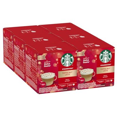 Starbucks Toffee Nut Latte by Nescafé Dolce Gusto Caffè Caramello e Nocciola, 6 confezioni da 12 capsule (72 capsule compatibili Nescafé Dolce Gusto) Starbucks Toffee Nut Latte by Nescafé Dolce Gusto Caffè Caramello e Nocciola, 6 confezioni da 12 capsule (72 capsule compatibili Nescafé Dolce Gusto)