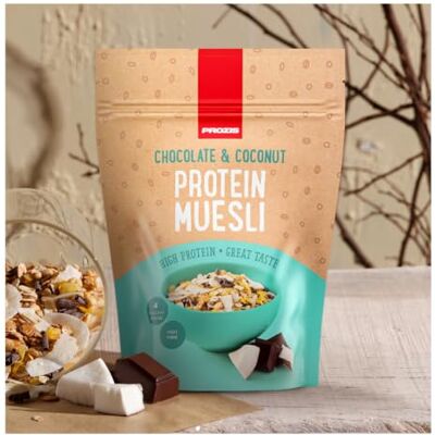 Prozis Protein Muesli Cioccolato e Cocco 400g Alto Contenuto Proteico, 4 Cereali Sani, Alto Contenuto di Fibre, Grande Gusto Prozis Protein Muesli Cioccolato e Cocco 400g Alto Contenuto Proteico, 4 Cereali Sani, Alto Contenuto di Fibre, Grande Gusto