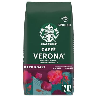 Starbucks Caffè Macinato Caffè Verona Tostatura Scura, Busta da 12 once Caffè macinato 100% Arabica; Caffè Verona Torrefazione Scuro; 1 bustina, 12 oz Starbucks Caffè Macinato Caffè Verona Tostatura Scura, Busta da 12 once Caffè macinato 100% Arabica; Caffè Verona Torrefazione Scuro; 1 bustina, 12 oz