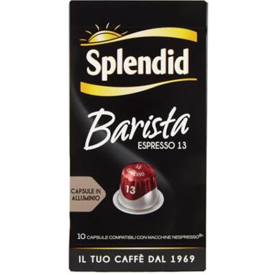 Splendid Caffè Espresso Barista 100 Capsula in Alluminio Intensità 13 Compatibili con Macchine Nespresso®* original 10 Confezioni Splendid Caffè Espresso Barista 100 Capsula in Alluminio Intensità 13 Compatibili con Macchine Nespresso®* original 10 Confezioni