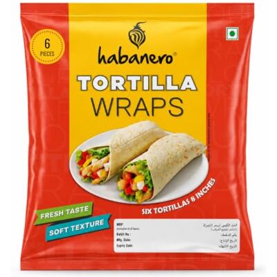 habanero Tortilla Wraps 20,3 cm O Gusto fresco e consistenza morbida l Ideale per burrito, impacchi, tacos, samosa, shawarmas e rotoli l Pronto da mangiare cibo sano in 60 secondi l On the Go l habanero Tortilla Wraps 20,3 cm O Gusto fresco e consistenza morbida l Ideale per burrito, impacchi, tacos, samosa, shawarmas e rotoli l Pronto da mangiare cibo sano in 60 secondi l On the Go l