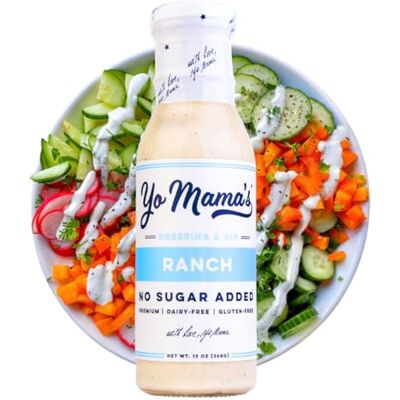 Yo Mama’s Foods Condimento Per Insalata E Salsa Ranch Keto Friendly A Basso Contenuto Di Carboidrati, Basso Contenuto Di Sodio E Senza Glutine 13 Once (Confezione Da 1) Yo Mama’s Foods Condimento Per Insalata E Salsa Ranch Keto Friendly A Basso Contenuto Di Carboidrati, Basso Contenuto Di Sodio E Senza Glutine 13 Once (Confezione Da 1)
