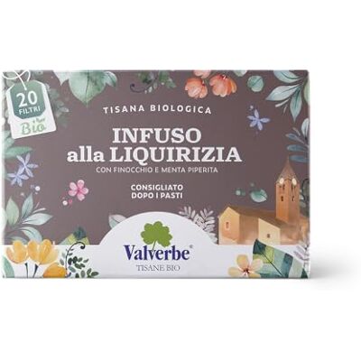 VALVERBE Tisane Infuso alla Liquirizia Biologico 20 Filtri Pacco da 6 180 g VALVERBE Tisane Infuso alla Liquirizia Biologico 20 Filtri Pacco da 6 180 g