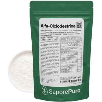 SaporePuro Alfa Ciclodestrina Polvere 250 g – Fibra Alimentare Solubile Grado Alimentare Senza Glutine SaporePuro Alfa Ciclodestrina Polvere 250 g – Fibra Alimentare Solubile Grado Alimentare Senza Glutine
