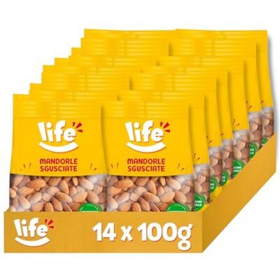 Life Mandorle Sgusciate Frutta Secca, Snack in Pratico Sacchetto, Vegano 100% Naturale, Formato Convenienza 14 x 100g Life Mandorle Sgusciate Frutta Secca, Snack in Pratico Sacchetto, Vegano 100% Naturale, Formato Convenienza 14 x 100g
