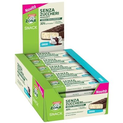 Enervit , Enerzona Snack Coconut, 30 Barrette da 33g Barette Proteiche con 32g di Proteine e 29g Fibre per 100g, Senza Glutine, Ideali per uno Spuntino Proteico Enervit , Enerzona Snack Coconut, 30 Barrette da 33g Barette Proteiche con 32g di Proteine e 29g Fibre per 100g, Senza Glutine, Ideali per uno Spuntino Proteico