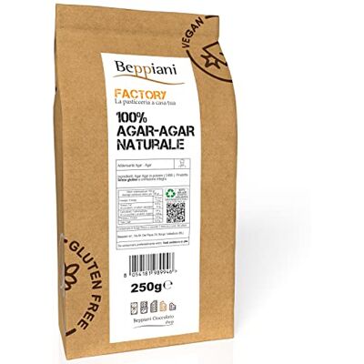 Beppiani Agar Agar in polvere 250g Factory – gelificante, addensante naturale professionale per dolci, gelatina caramelle gommose, cucina molecolare, vegana, ipocalorica, gluten free -con ricettario Beppiani Agar Agar in polvere 250g Factory – gelificante, addensante naturale professionale per dolci, gelatina caramelle gommose, cucina molecolare, vegana, ipocalorica, gluten free -con ricettario
