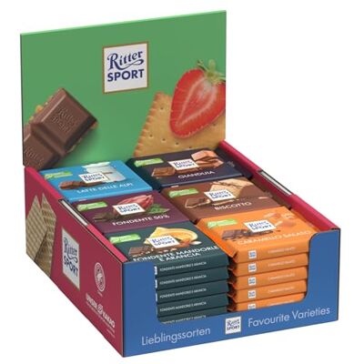 Ritter Sport Espositore da Banco Colourful Variety, 36 Tavolette di Cioccolato 8 Gusti Latte, Caramello, Cornflakes, Gianduia, Biscotto, Marzapane, Nocciole, Yogurt, 36 x 16,67g Ritter Sport Espositore da Banco Colourful Variety, 36 Tavolette di Cioccolato 8 Gusti Latte, Caramello, Cornflakes, Gianduia, Biscotto, Marzapane, Nocciole, Yogurt, 36 x 16,67g