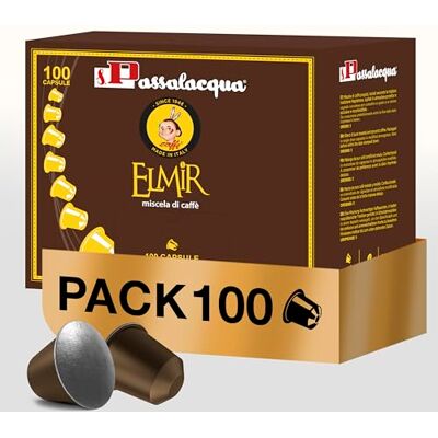 Passalacqua Caffè Premium – Elmir 100 Capsule Compatibili Nespresso – Tostatura Autentica Napoletana 30% Arabica – Caffè Intenso e Cremoso con Note di Cioccolato – Made in Italy Passalacqua Caffè Premium – Elmir 100 Capsule Compatibili Nespresso – Tostatura Autentica Napoletana 30% Arabica – Caffè Intenso e Cremoso con Note di Cioccolato – Made in Italy