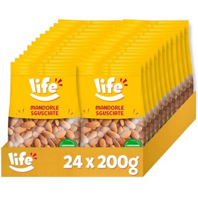 Life Mandorle Sgusciate Frutta Secca, Snack in Pratico Sacchetto, Vegano 100% Naturale, Formato Convenienza 24 x 200g Life Mandorle Sgusciate Frutta Secca, Snack in Pratico Sacchetto, Vegano 100% Naturale, Formato Convenienza 24 x 200g