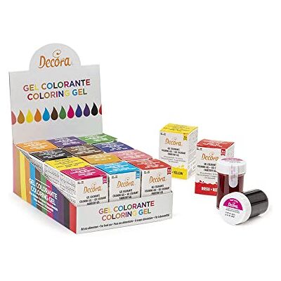 Decora Confezione da 12 Gel Colorante Assortiti 28 G, dal colore intenso e brillante Decora Confezione da 12 Gel Colorante Assortiti 28 G, dal colore intenso e brillante