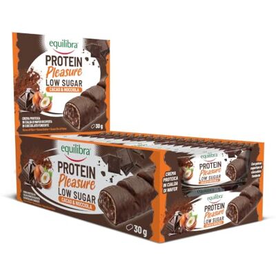Equilibra Alimenti Proteici, Protein Pleasure Cacao & Nocciola, Barretta Proteica Ricoperta di Cioccolato, Low Sugar, High Protein, Senza Glutine, Senza Olio di Palma, 20 Barrette da 30 g Equilibra Alimenti Proteici, Protein Pleasure Cacao & Nocciola, Barretta Proteica Ricoperta di Cioccolato, Low Sugar, High Protein, Senza Glutine, Senza Olio di Palma, 20 Barrette da 30 g