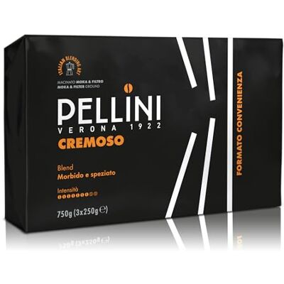 Pellini N.20 Cremoso, Caffè Macinato per Moka dal Gusto Equilibrato e Rotondo, Miscele Arabica e Robusta a Tostatura Media, 3 Confezioni da 250g Pellini N.20 Cremoso, Caffè Macinato per Moka dal Gusto Equilibrato e Rotondo, Miscele Arabica e Robusta a Tostatura Media, 3 Confezioni da 250g