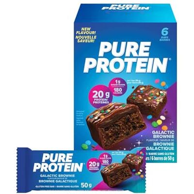 Pure Barrette ad Alto Contenuto Proteico, Snack Senza Glutine e a Basso Contenuto di Zuccheri, Supporto all’Allenamento, Galactic Brownie, 6 Barrette (50 g ciascuna) Pure Barrette ad Alto Contenuto Proteico, Snack Senza Glutine e a Basso Contenuto di Zuccheri, Supporto all’Allenamento, Galactic Brownie, 6 Barrette (50 g ciascuna)