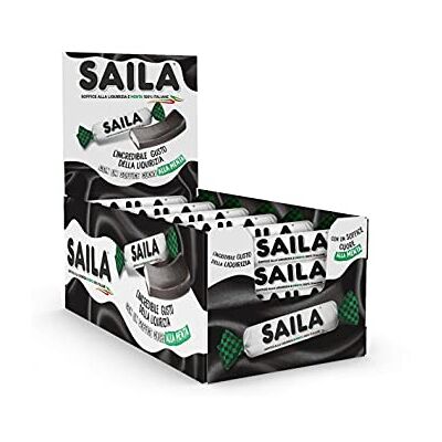 Saila Soffici Caramelle Toffee Alla Italiana Con Soffice Cuore Alla Menta Piemontese, Senza Glutine Box Da 100 Pezzi, Liquirizia, 1900 Grammo Saila Soffici Caramelle Toffee Alla Italiana Con Soffice Cuore Alla Menta Piemontese, Senza Glutine Box Da 100 Pezzi, Liquirizia, 1900 Grammo