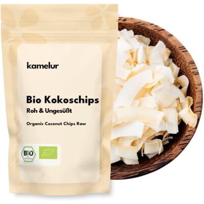 Kamelur 500g BIO chips di cocco crudo e non zuccherato chips di cocco crudo BIO senza additivi il condimento ideale per il porridge chips di noce di cocco BIO in confezione biodegradabile Kamelur 500g BIO chips di cocco crudo e non zuccherato chips di cocco crudo BIO senza additivi il condimento ideale per il porridge chips di noce di cocco BIO in confezione biodegradabile