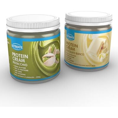 ULTIMATE ITALIA 2 protein cream gusti misti (1 pistacchio + 1 cioccolato bianco) senza glutine low carb 2x250g ULTIMATE ITALIA 2 protein cream gusti misti (1 pistacchio + 1 cioccolato bianco) senza glutine low carb 2x250g