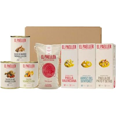 El Paeller Título: Cesto Regalo Alimentari- Kit Degustazione Include Pack Paella Valenciana, Pack Arroz del Senyoret, Pack Anatra e Funghi, Tre Brodi a Legna e Riso D.O Valencia. El Paeller Título: Cesto Regalo Alimentari- Kit Degustazione Include Pack Paella Valenciana, Pack Arroz del Senyoret, Pack Anatra e Funghi, Tre Brodi a Legna e Riso D.O Valencia.