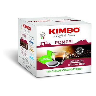 Kimbo , Pompei, Le Meraviglie del Gusto 150 Cialde Compostabili ESE, Miscela Forte e Decisa, Intensità 12/13, Tostatura Scura, 1 Pack da 150 Cialde Kimbo , Pompei, Le Meraviglie del Gusto 150 Cialde Compostabili ESE, Miscela Forte e Decisa, Intensità 12/13, Tostatura Scura, 1 Pack da 150 Cialde