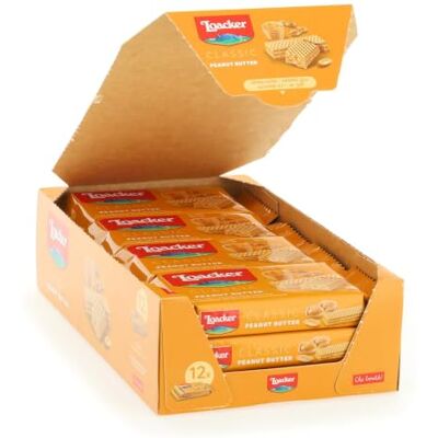 Loacker Classic Peanut Butter, Fragranti Cialde di Wafer con Deliziosa Crema al Burro d'Arachidi, Merenda e Snack, Confezione da 12 pezzi da 45g Loacker Classic Peanut Butter, Fragranti Cialde di Wafer con Deliziosa Crema al Burro d'Arachidi, Merenda e Snack, Confezione da 12 pezzi da 45g