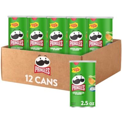 Pringles Patatine fritte, snack per il pranzo, snack per ufficio e bambini, Grab N' Go, panna acida e cipolla, 2 libbre (12 lattine) Pringles Patatine fritte, snack per il pranzo, snack per ufficio e bambini, Grab N' Go, panna acida e cipolla, 2 libbre (12 lattine)
