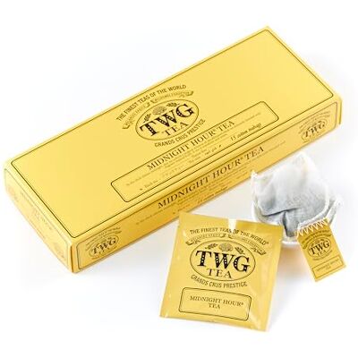 TWG Tea Midnight Hour Tea Tè Nero Frutti Tropicali Profumati 15 Bustine di Tè in Cotone Cucite a Mano Set Regalo TWG Tea Midnight Hour Tea Tè Nero Frutti Tropicali Profumati 15 Bustine di Tè in Cotone Cucite a Mano Set Regalo