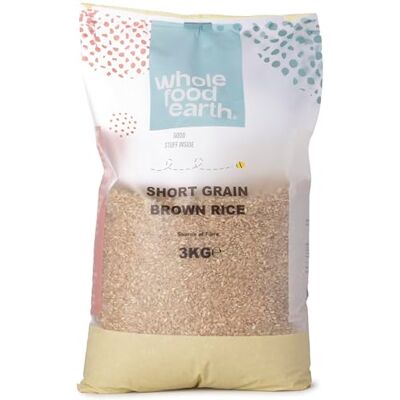 Wholefood Earth Riso integrale a chicco tondo biologico, 3 kg, senza OGM, vegano, fonte di fibre, da coltivazione biologica controllata Wholefood Earth Riso integrale a chicco tondo biologico, 3 kg, senza OGM, vegano, fonte di fibre, da coltivazione biologica controllata