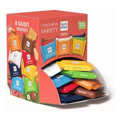 Ritter Sport Mini Colourful Variety, Mix Cioccolatini, Grande Varietà di Gusti, Nocciole, Marzapane, Gianduia, Cornflakes, Yogurt, Latte e Biscotto, Cacao 100% Certificato Sostenibile, 1200 g Ritter Sport Mini Colourful Variety, Mix Cioccolatini, Grande Varietà di Gusti, Nocciole, Marzapane, Gianduia, Cornflakes, Yogurt, Latte e Biscotto, Cacao 100% Certificato Sostenibile, 1200 g