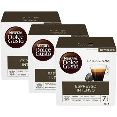 Nescafe Dolce Gusto Espresso Intenso, Pacco da 3 (Totale 48 capsule) Nescafe Dolce Gusto Espresso Intenso, Pacco da 3 (Totale 48 capsule)