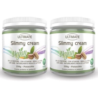 ULTIMATE ITALIA 2 slimmy cream vegan gusto pistacchio 30% di proteine con vitamine senza glutine low carb naturalmente priva di lattosio 2x250g ULTIMATE ITALIA 2 slimmy cream vegan gusto pistacchio 30% di proteine con vitamine senza glutine low carb naturalmente priva di lattosio 2x250g