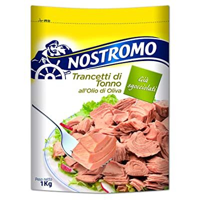 Nostromo Trancetti di tonno all'olio di oliva, 1 busta da 1kg. Facili da aprire e pronti all'uso, già sgocciolati. Nostromo Trancetti di tonno all'olio di oliva, 1 busta da 1kg. Facili da aprire e pronti all'uso, già sgocciolati.