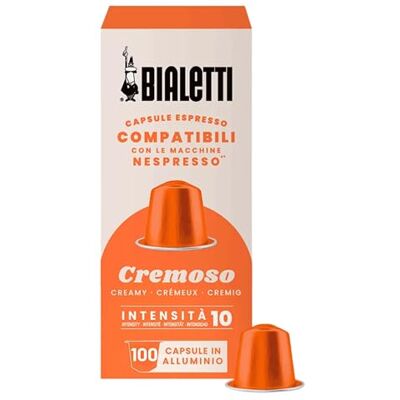 Bialetti Caffè Capsule Compatibili Nespresso®, Cremoso, 100 Capsule Bialetti Caffè Capsule Compatibili Nespresso®, Cremoso, 100 Capsule