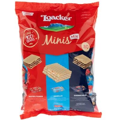 Loacker Party Pack XL, Mix di Mini Wafer Classic con Crema al Cioccolato, Nocciola e Vaniglia, 3 Varietà in 80 monoporzioni Minis, Confezione Convenienza da 800g Loacker Party Pack XL, Mix di Mini Wafer Classic con Crema al Cioccolato, Nocciola e Vaniglia, 3 Varietà in 80 monoporzioni Minis, Confezione Convenienza da 800g