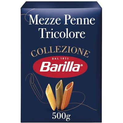 Barilla Pasta di grano duro Collezione Mezze Penne Tricolore – Confezione da 3 (3 x 500 g) Barilla Pasta di grano duro Collezione Mezze Penne Tricolore – Confezione da 3 (3 x 500 g)