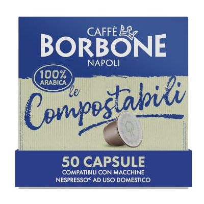 CAFFÈ BORBONE Le Compostabili 50 Capsule Compatibili Nespresso®*, Caffè Macinato in Capsule Compostabili 100% Arabica Compatibili con le Macchine ad uso domestico Nespresso®* CAFFÈ BORBONE Le Compostabili 50 Capsule Compatibili Nespresso®*, Caffè Macinato in Capsule Compostabili 100% Arabica Compatibili con le Macchine ad uso domestico Nespresso®*